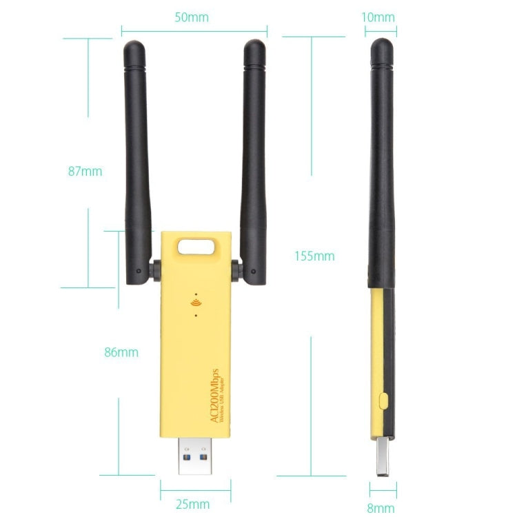 AC1200Mbps 2.4GHz & 5GHz Dual Band USB 3.0 WiFi Adapter External Network Card with 2 External Antenna, AC1200Mbps USB 3.0 AC1200Mbps 2.4GHz & 5GHz Dual Band USB 3.0 WiFi Adapter External Network Card with 2 External Antenna, AC1200Mbps USB 3.0
